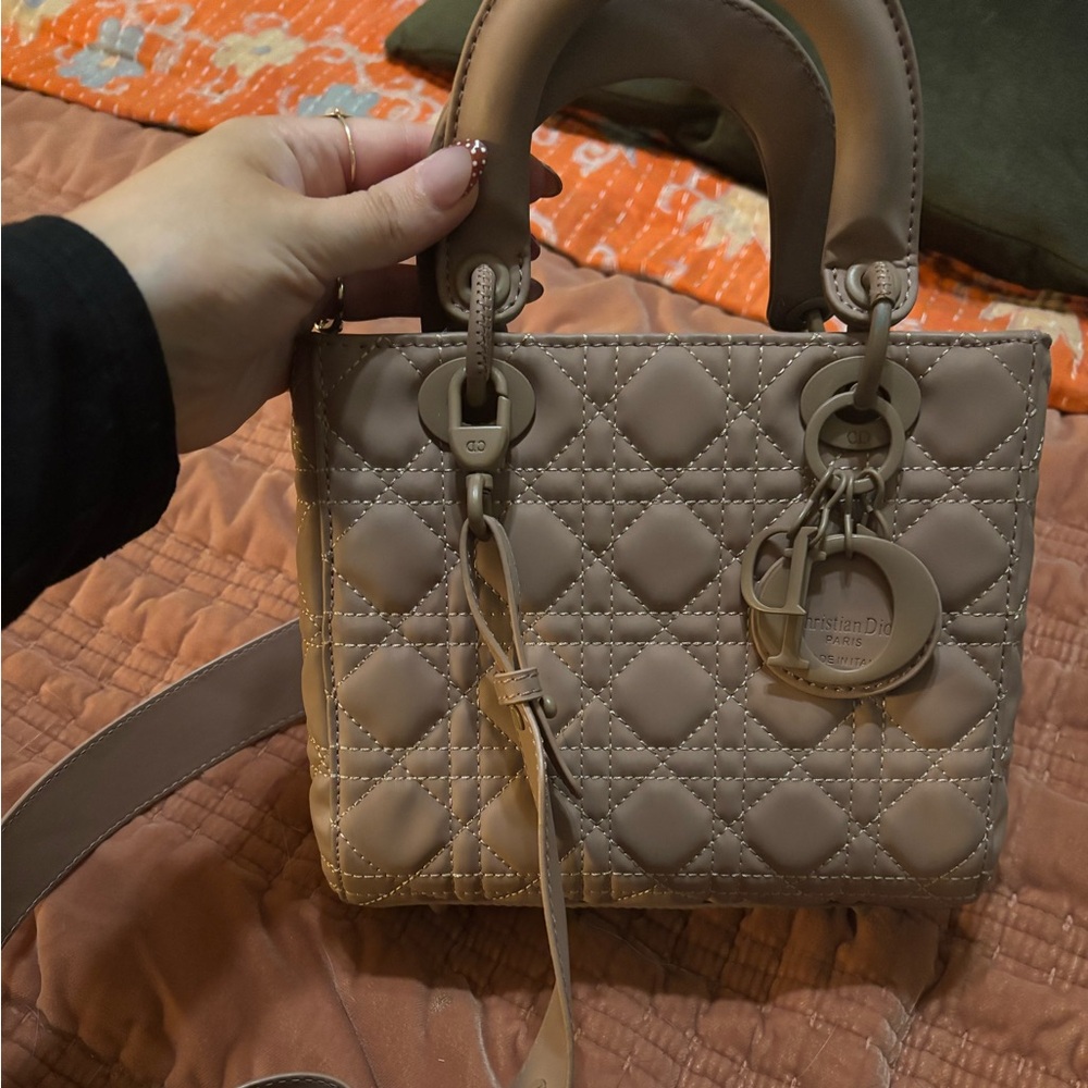 Dior Taupe Quilted Mini Bag